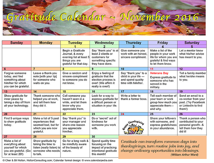 Gratitude Calendar Helps Create Extraordinary Leaders